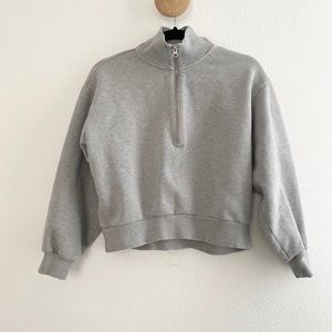 Everlane Fleece Half-Zip Gray Sweatshirt